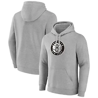 Sweat à capuche avec logo principal des Brooklyn Nets Fanatics gris chiné pour hommes