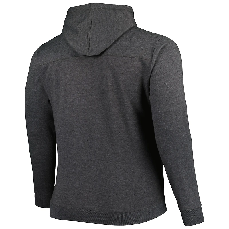 Sweat à capuche entièrement zippé pour hommes Fanatics Heathered Black Brooklyn Nets Big & Tall Down and Distance