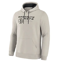 Men's Fanatics Off White Brooklyn Nets Crossover Collection Blocked Shot Premium Pullover Hoodie