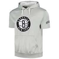 Sweat à capuche manches courtes Fanatics pour hommes, argent/blanc, Brooklyn Nets