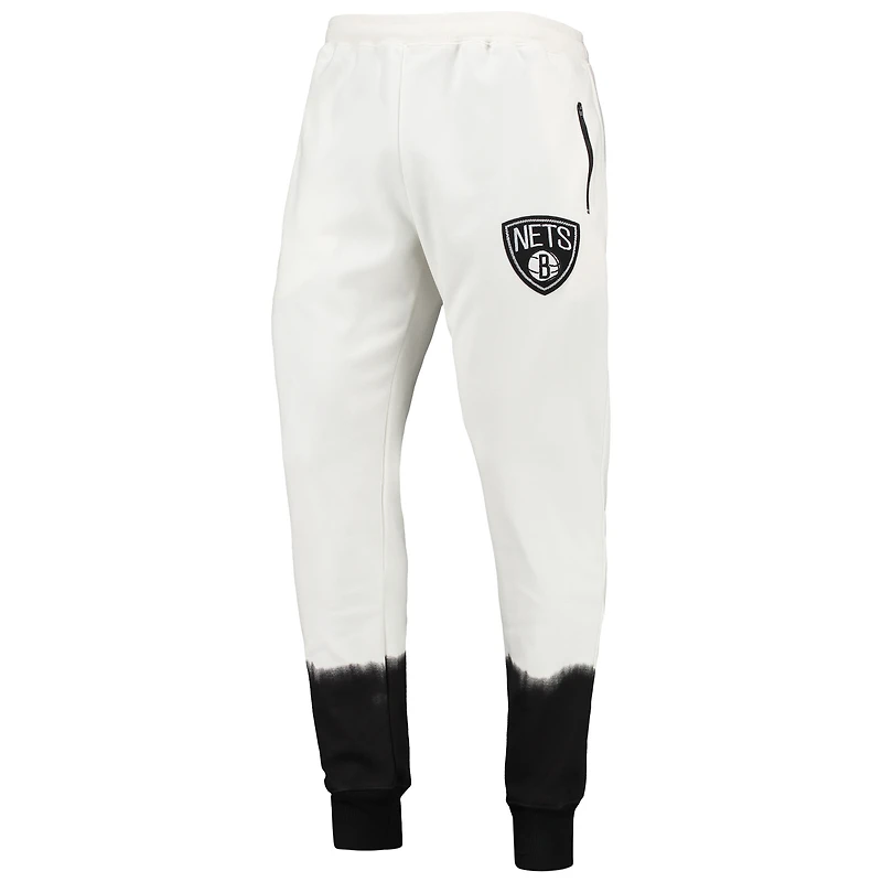 Pantalon de jogging FISSL Oatmeal Brooklyn Nets Double Dribble Tie-Dye Fleece pour homme