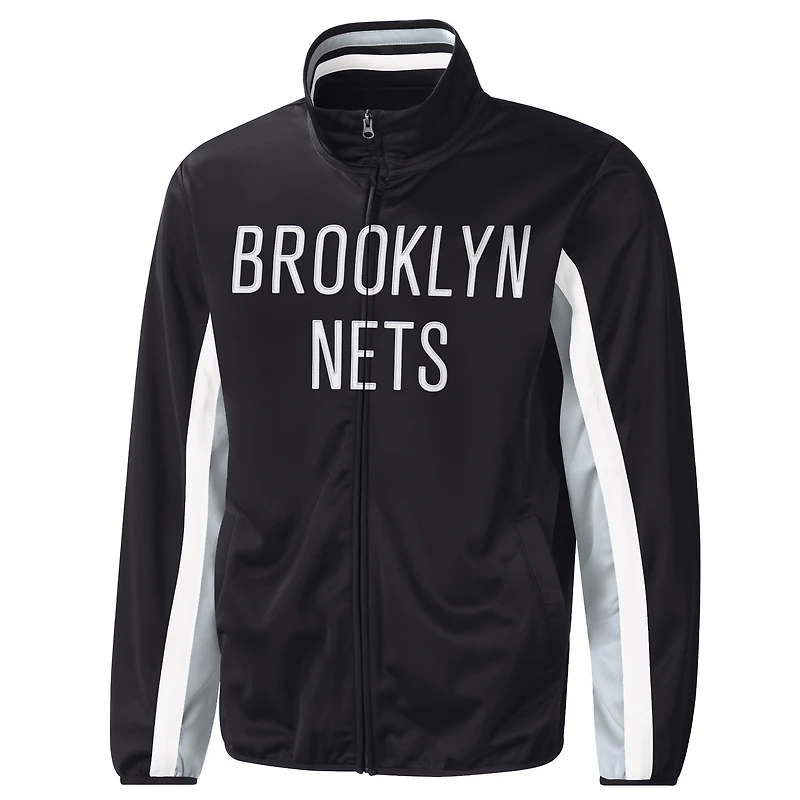 Men's G-III Sports by Carl Banks Black Brooklyn Nets Contender Wordmark Full-Zip Track Jacket