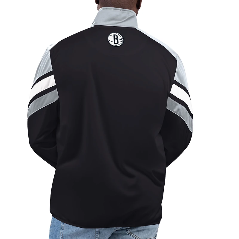 Men's G-III Sports by Carl Banks Black Brooklyn Nets Game Ball Full-Zip Track Jacket