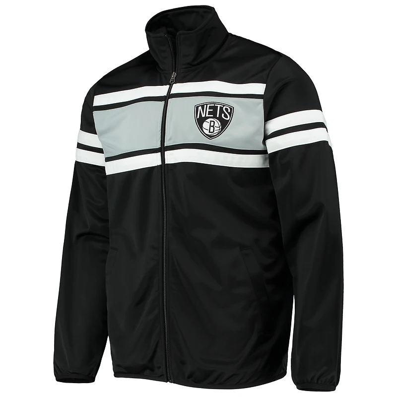 Men's G-III Sports by Carl Banks Black Brooklyn Nets Power Pitcher Full-Zip Track Jacket