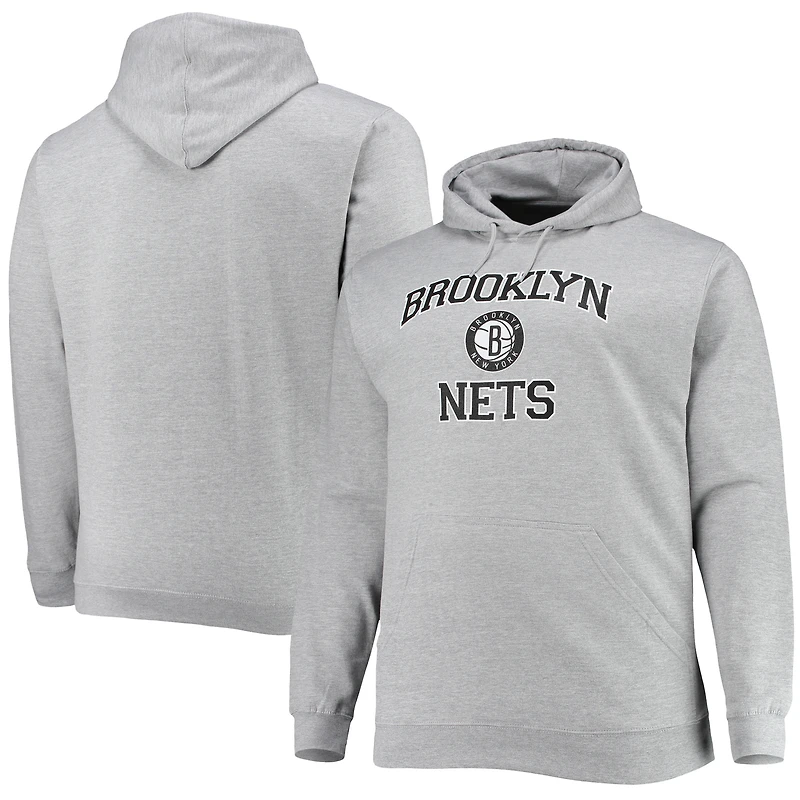 Sweat à capuche gris chiné Brooklyn Nets Big & Tall Heart Soul pour homme