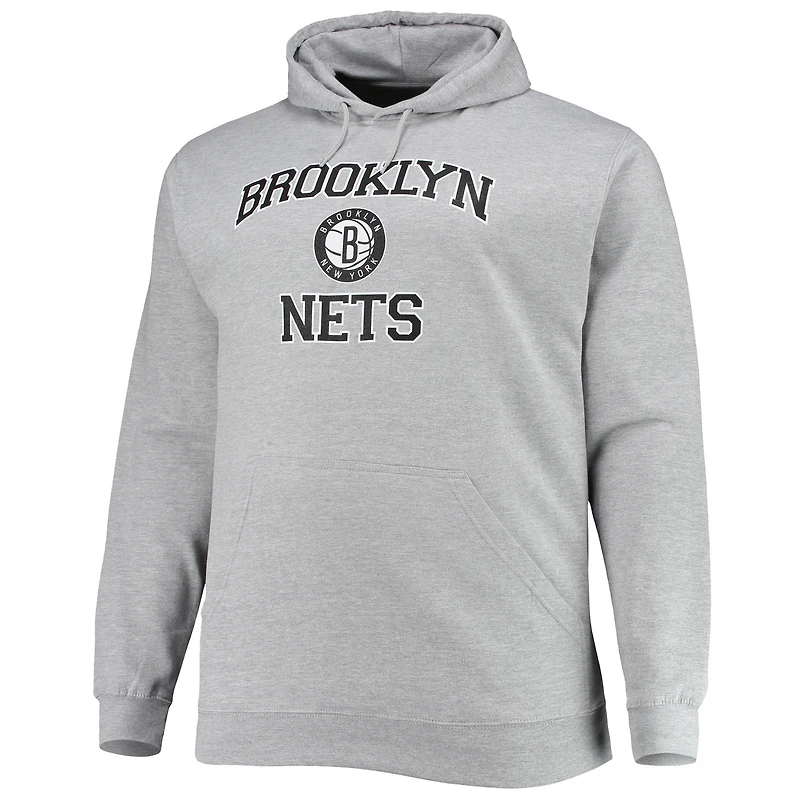 Sweat à capuche gris chiné Brooklyn Nets Big & Tall Heart Soul pour homme