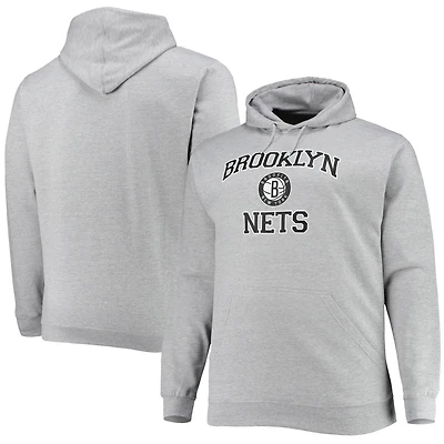 Sweat à capuche gris chiné Brooklyn Nets Big & Tall Heart Soul pour homme