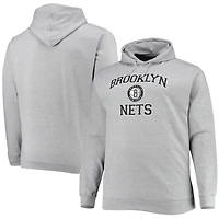 Sweat à capuche gris chiné Brooklyn Nets Big & Tall Heart Soul pour homme