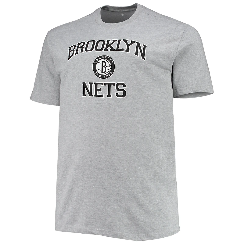 T-shirt gris chiné Brooklyn Nets Big & Tall Heart Soul pour homme