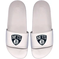 Men's ISlide White Brooklyn Nets Primary Motto Slide Sandals