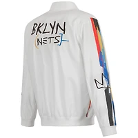 Men's JH Design White Brooklyn Nets 2022/23 City Edition Full-Zip Nylon Bomber Jacket