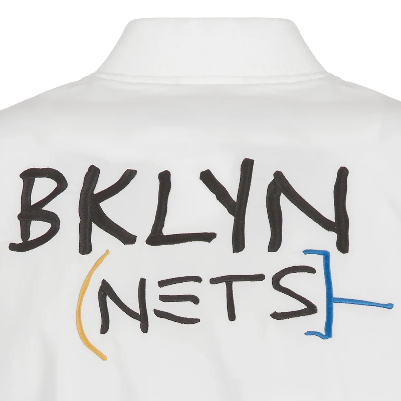 Men's JH Design White Brooklyn Nets 2022/23 City Edition Full-Zip Nylon Bomber Jacket