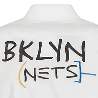Men's JH Design White Brooklyn Nets 2022/23 City Edition Full-Zip Nylon Bomber Jacket