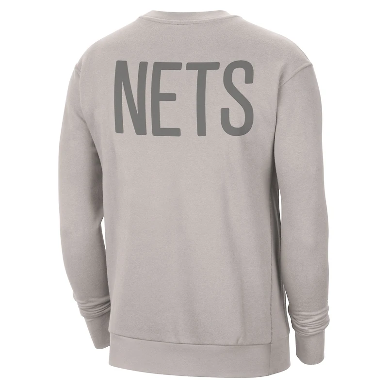 Sweat-shirt à capuche épais Jordan Brand Stone Brooklyn Nets Courtside Statement Edition pour homme