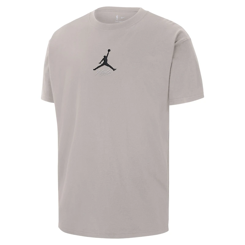 T-shirt Jordan Brand Stone Brooklyn Nets Statement Edition pour homme avec logo épais Jumpman Flight