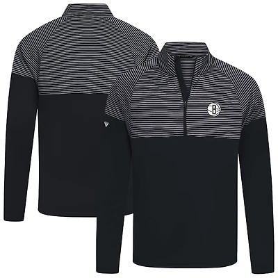 Men's Levelwear Black Brooklyn Nets Classic Stripes Quarter-Zip Top