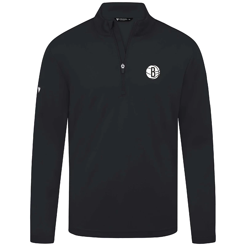 Men's Levelwear Black Brooklyn Nets Heron Quarter-Zip Top