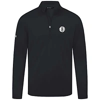 Men's Levelwear Black Brooklyn Nets Heron Quarter-Zip Top