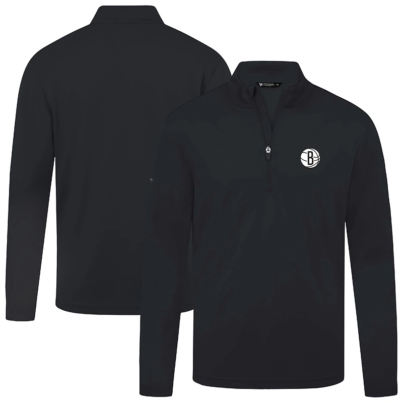 Men's Levelwear Black Brooklyn Nets Heron Quarter-Zip Top