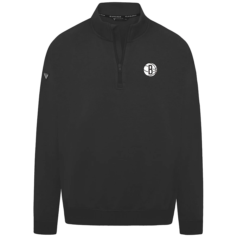 Men's Levelwear Black Brooklyn Nets Murray Quarter-Zip Pullover