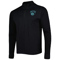 Men's Levelwear Black Brooklyn Nets Nano Engineered Knit Fabric Quarter-Zip Jacket