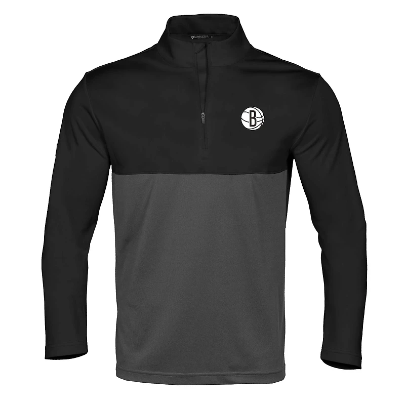 Men's Levelwear Black Brooklyn Nets Pursue Quarter-Zip Top