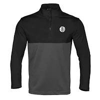 Haut noir à fermeture éclair quart de tour pour homme Levelwear Brooklyn Nets Pursue