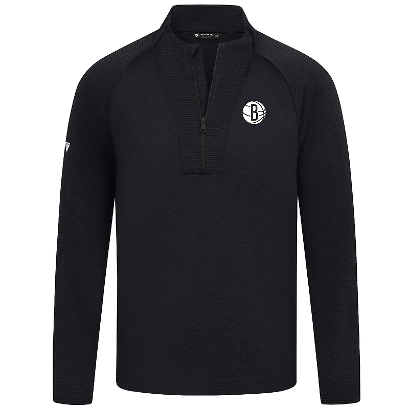 Men's Levelwear Black Brooklyn Nets Volley Quarter-Zip Top