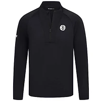 Men's Levelwear Black Brooklyn Nets Volley Quarter-Zip Top