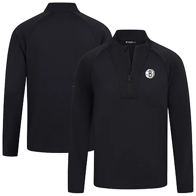 Men's Levelwear Black Brooklyn Nets Volley Quarter-Zip Top