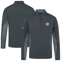 Men's Levelwear Heather Black Brooklyn Nets Waffle Insignia 2.0 Quarter-Zip Top