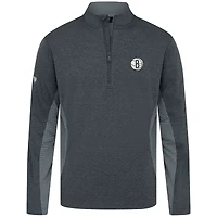 Men's Levelwear Heather Black Brooklyn Nets Waffle Insignia 2.0 Quarter-Zip Top