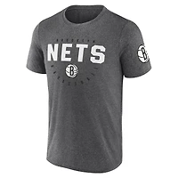 Men's Logo Athletic Heather Charcoal Brooklyn Nets Block Practice Performance T-Shirt