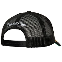 Men's Mitchell & Ness Black Brooklyn Nets Hardwood Classics Gold Leaf Mesh Trucker Snapback Hat