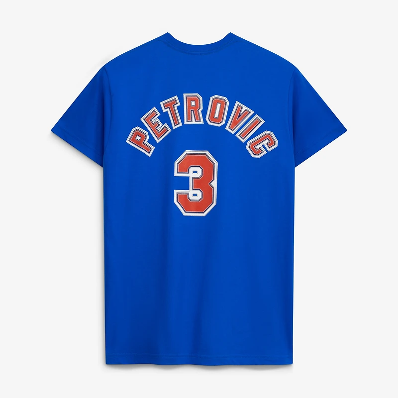 T-shirt Mitchell & Ness Drazen Petrovic Royal Brooklyn Nets Hardwood Classics pour homme, avec nom et numéro du joueur