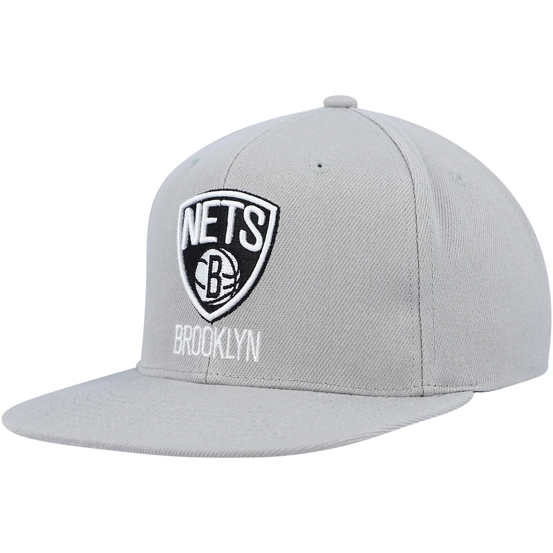 Casquette Snapback Brooklyn Nets Side Core 2.0 grise Mitchell & Ness pour hommes