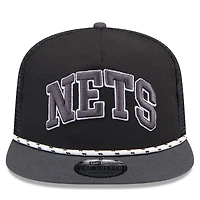Casquette Snapback Brooklyn Nets Throwback Team Arch Golfer New Era pour hommes, noir/charbon