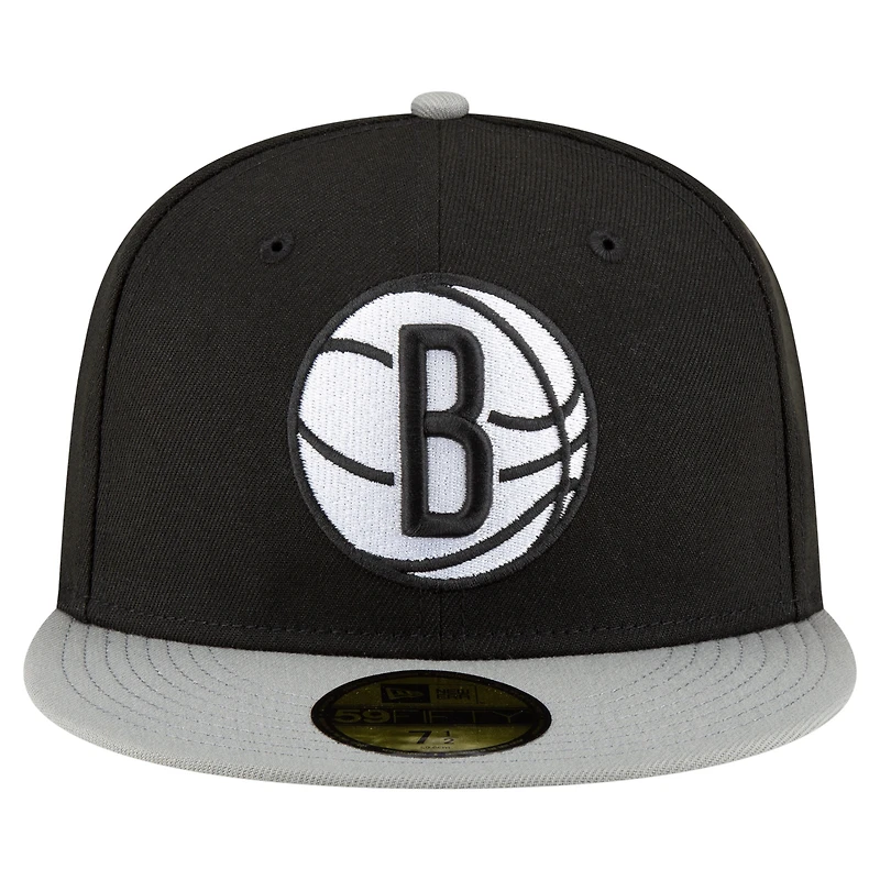 Men's New Era Black/White Brooklyn Nets 2-Tone 59FIFTY Fitted Hat