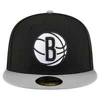 Men's New Era Black/White Brooklyn Nets 2-Tone 59FIFTY Fitted Hat