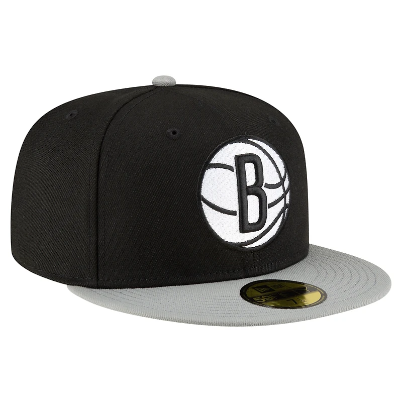 Men's New Era Black/White Brooklyn Nets 2-Tone 59FIFTY Fitted Hat