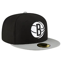 Men's New Era Black/White Brooklyn Nets 2-Tone 59FIFTY Fitted Hat