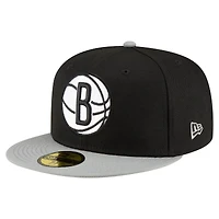 Men's New Era Black/White Brooklyn Nets 2-Tone 59FIFTY Fitted Hat