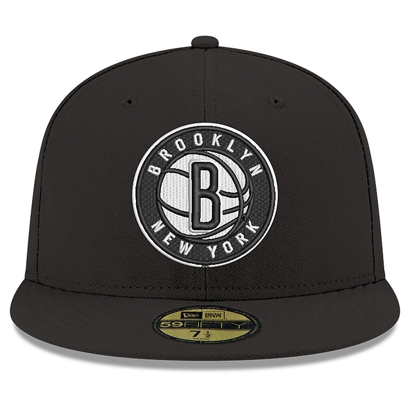 Men's New Era Black/White Brooklyn Nets 59FIFTY Fitted Hat