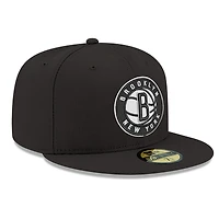 Men's New Era Black/White Brooklyn Nets 59FIFTY Fitted Hat