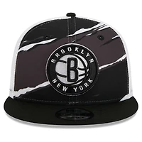 Men's New Era Black/White Brooklyn Nets Tear Trucker 9FIFTY Adjustable Hat