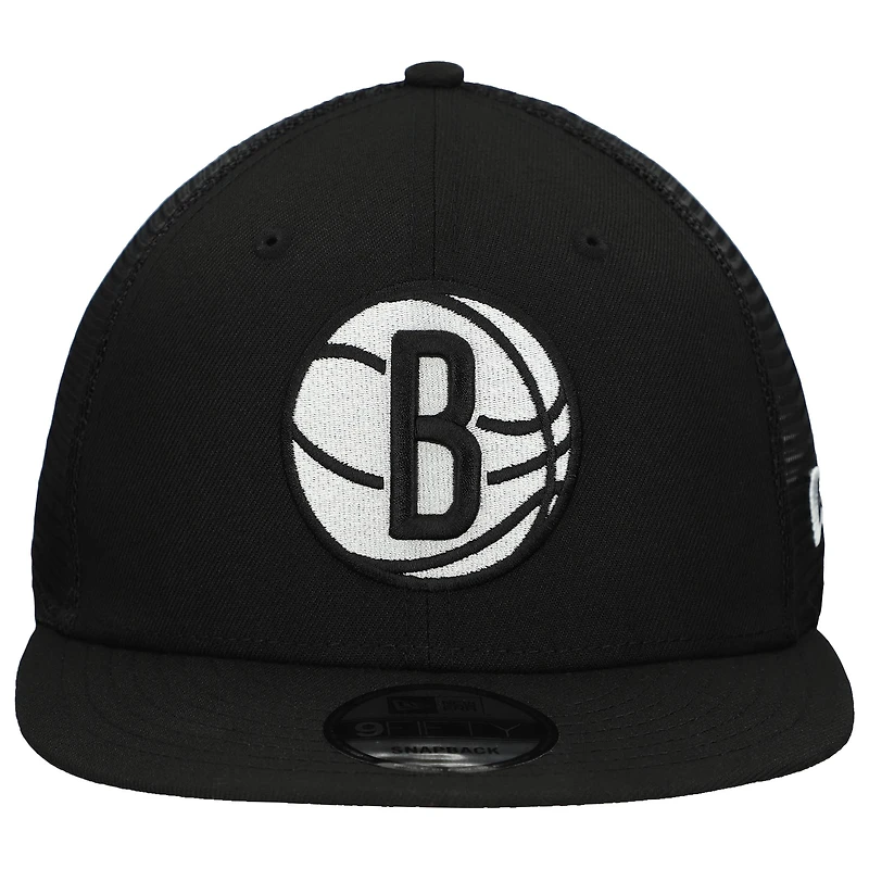 Casquette de camionneur à visière noire New Era Brooklyn Nets 9FIFTY pour homme