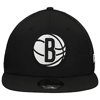 Casquette de camionneur à visière noire New Era Brooklyn Nets 9FIFTY pour homme