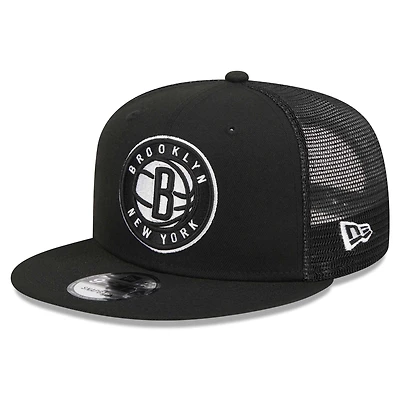 Casquette de camionneur à visière noire New Era Brooklyn Nets 9FIFTY pour homme