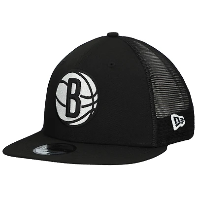 Casquette de camionneur à visière noire New Era Brooklyn Nets 9FIFTY pour homme