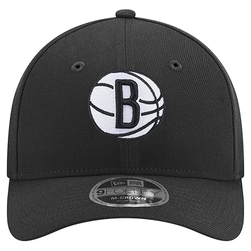 Casquette ajustable New Era 9FORTY Stock M-Crown noire des Brooklyn Nets pour homme